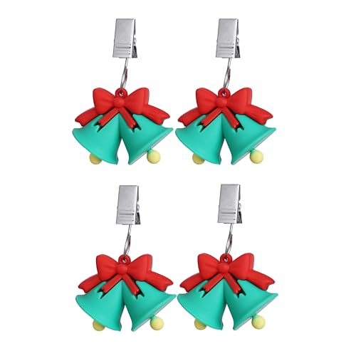 TwoFish Xmas Bell Resin Tablecloth Weights & Clips Set of 4 - Holiday Decor