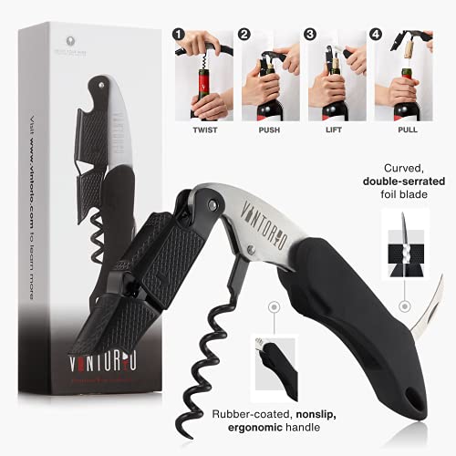 Vintorio Professional Waiter’s Corkscrew - Model 1 Wine Bottle Opener & Foil Cutter