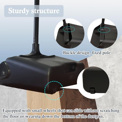 Heavy Duty Upright Commercial Dustpan with Long Handle & Wheels