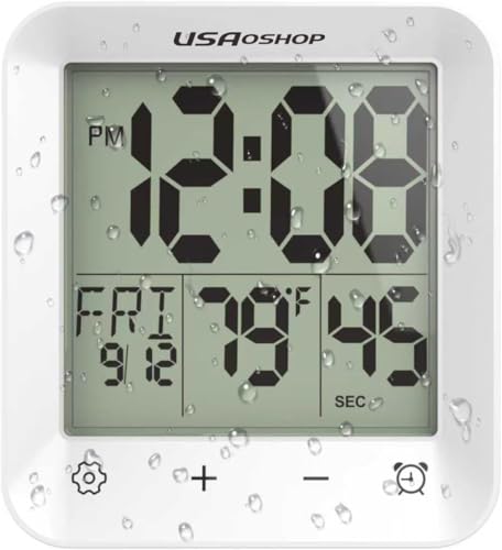 Waterproof Digital Shower Clock with Countdown Timer and Temperature Monitor