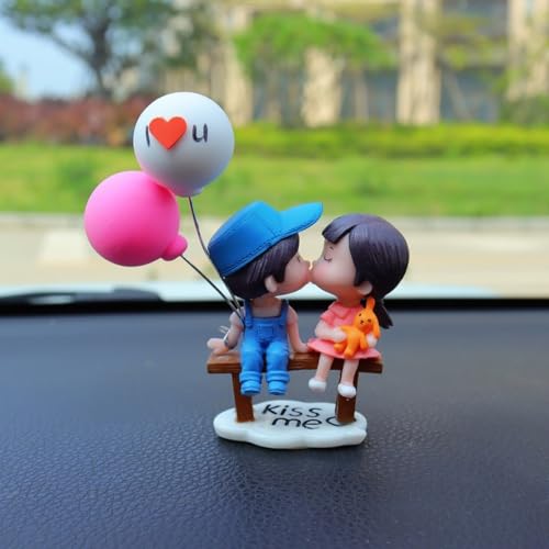 Cute Cartoon Couple Resin Ornament for Car Dashboard and Home Decor