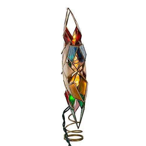 Multi-Color Capiz Star Christmas Tree Topper with 10 Lights (9-Inch)