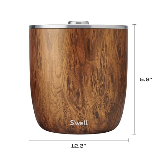 S'well 100oz Stainless Steel Ice Bucket XL with Lid & Scoop - Teakwood