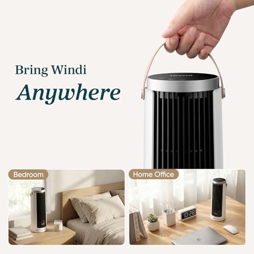 Mini Tower Fan, Quiet Oscillating Desk Fan with Remote, 12H Timer, White