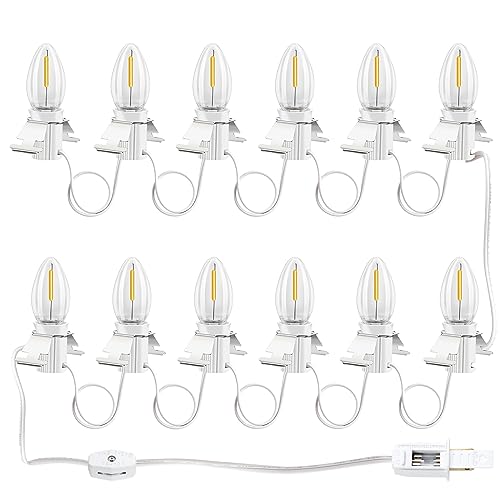 LCMLA 12-LED C7 Plug-in Christmas Village Light Cord with Spare Fuse 14.76 ft Warm White