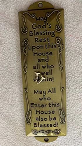 2 Pack Brass Mezuzah Case with Hebrew Scroll and Blessing Plaque, 4.7 Inch