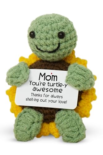 Handmade Crochet Turtle Sunflower Desk Decor - Emotional Support Gift for Mom