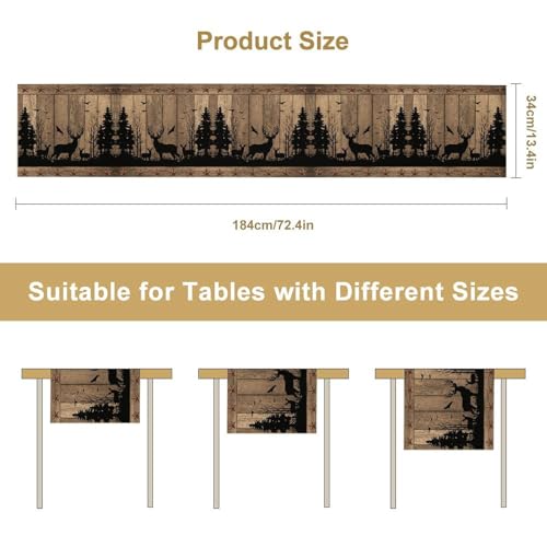 DKMQQUL Rustic Deer Cabin Table Runner 13x36 Inch Vintage Wood Pattern