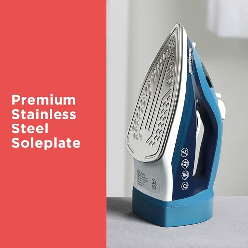 BLACK+DECKER Steam Iron for Clothes with Retractable Cord and Stainless Steel Soleplate