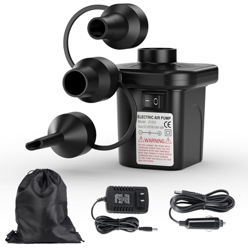 Portable Electric Air Pump for Inflatables - 110V AC/12V DC Inflator & Deflator