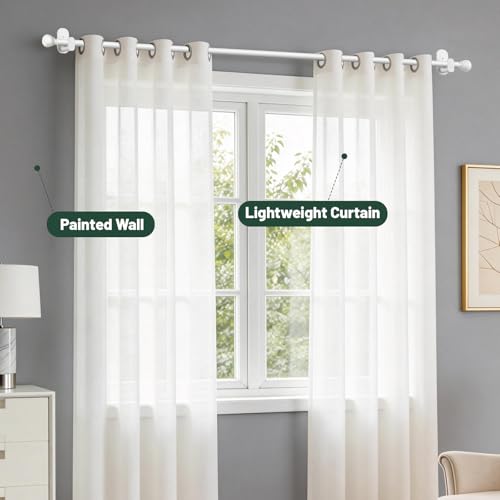 Adjustable No-Drill Curtain Rod 32-58 Inch, Adhesive Renter-Friendly Rod