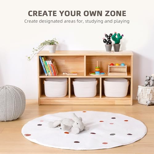 OOOK Rubber Wood 5-Compartment Montessori Toy Storage Shelf, 43.3" Kids Organizer - Multi-Scenario Use