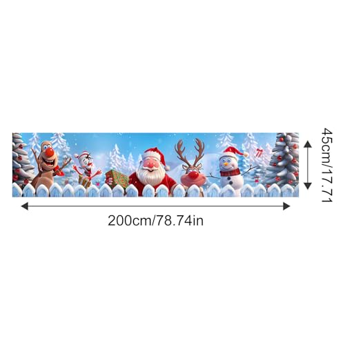 Christmas Yard Banner Santa Reindeer Snowman 78x17 Inches Outdoor Holiday Decoration