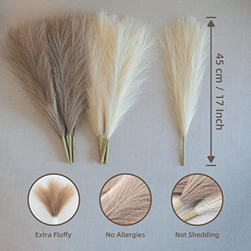 18-inch Faux Pampas Grass Decor, 6 Stems Fluffy Silk Artificial Floral