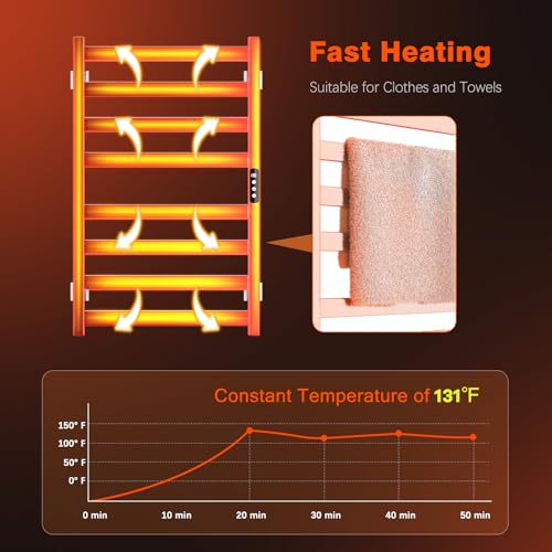 8-Bar Electric Towel Warmer, Wall-Mounted Stainless Steel Towel Heater