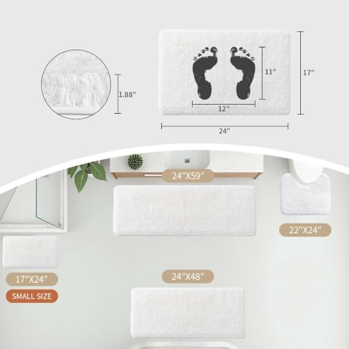 Disolla White Bathroom Rug 17x24 - Non-Slip Plush Bath Mat