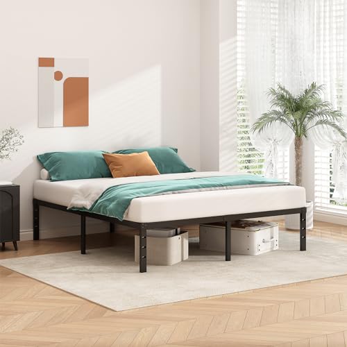 HLIPHA Full Size 14 Inch Metal Platform Bed Frame with Heavy Duty Slats