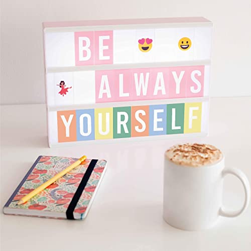 Pink Cinema Light Box with 400 Letters, Emojis, and Markers for Room Decor