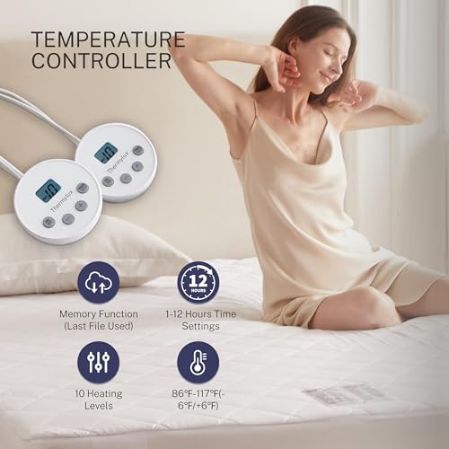 King Size Electric Mattress Pad with Dual Control & 10 Heat Settings
