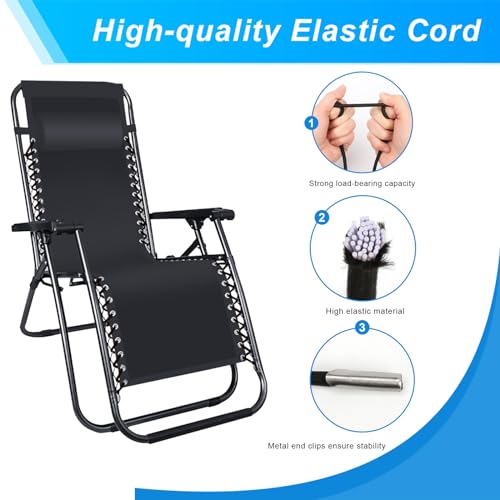Universal Zero Gravity Chair Replacement Cords - 4 Pack Elastic Repair Laces
