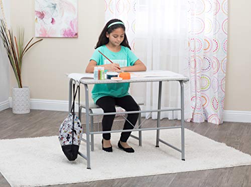 Compact Kids Art Table and Bench Set with Paper Roll, Grey