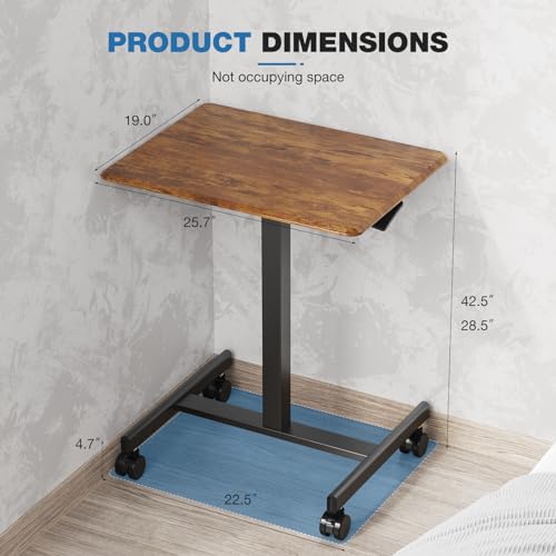Adjustable Height Mobile Standing Desk with Wheels, Portable Laptop Table