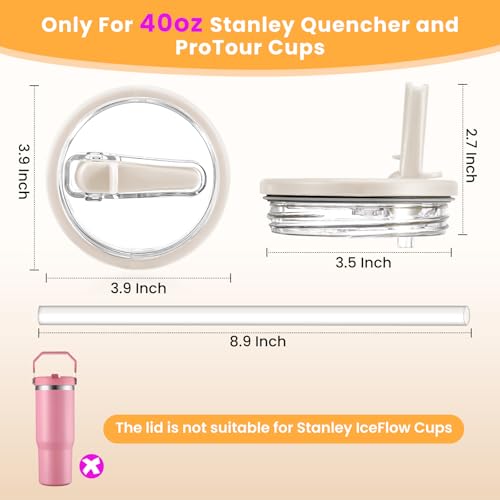 2 Pack 40oz Tumbler Replacement Lid with Flip Straw - Leakproof & BPA Free