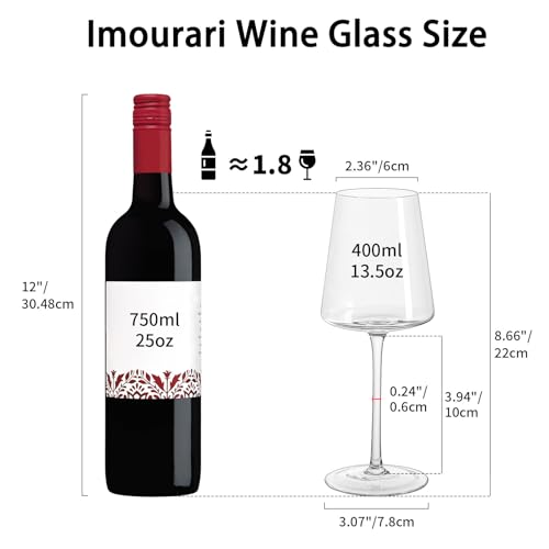 Imourari 13.5oz White Wine Glasses Set of 6 - Lead-Free Dishwasher Safe