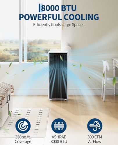 Portable Air Conditioner 3-in-1 8000 BTU AC Unit with Dehumidifier and Fan