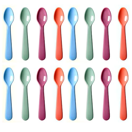 16 Pcs Kids Plastic Spoons Multicolor Reusable Toddler Utensils BPA Free