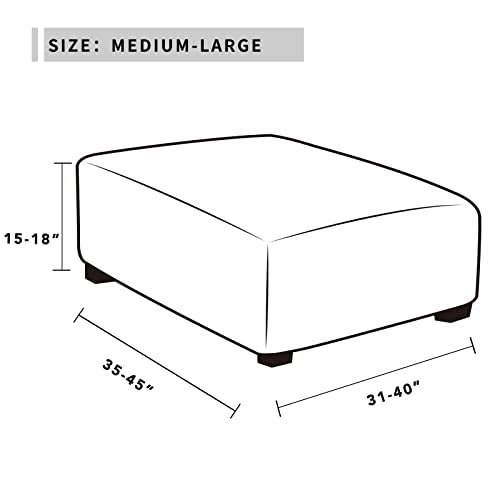 Stretch Square Ottoman Cover Dark Grey - Elastic Footstool Slipcover
