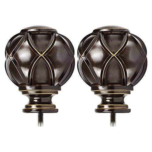Decorative Netted Texture Curtain Rod Finials for 1 Inch Rods, Set of 2