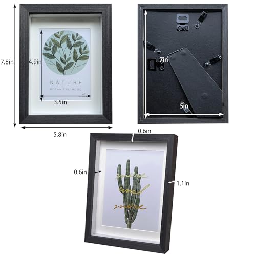 5x7 Shadow Box Frame Set - 4 Pack Black Display Case for Wall or Tabletop