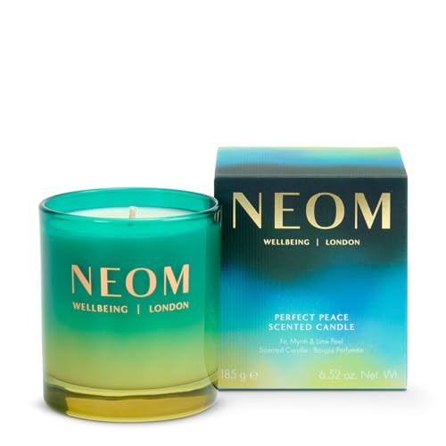 Neom Perfect Peace 1 Wick Candle with Myrrh, Fir & Lime Peel - Natural Essential Oils, Hand Finished, 185g