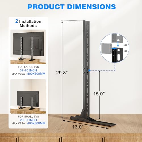 Universal Tabletop TV Stand Mount for 20-70 Inch TVs - Height Adjustable