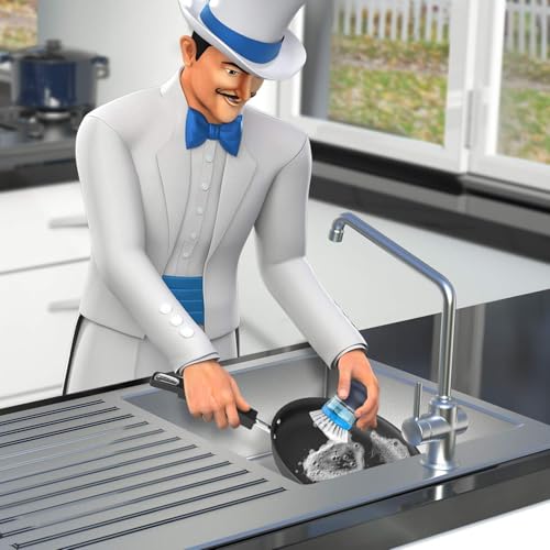 Soap Dispensing Palm Brush 2 Pack - Non-Scratch Kitchen Dish Scrubber