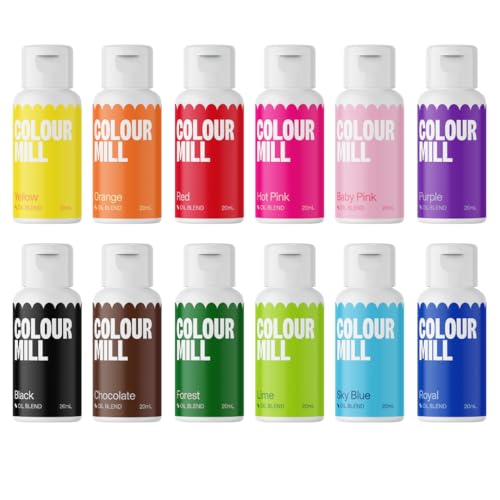 Oil-Based Food Coloring Set for Baking & Chocolate - 12 Colors (20ml)