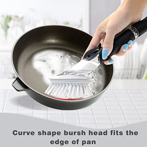 Dish Brush Replacement Heads 4-Pack - Soap Dispensing Refills (White)