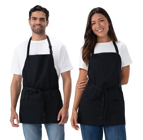 Unisex Three-Pocket Kitchen Apron with Adjustable Neck and Waist