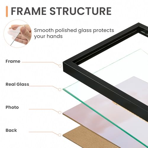 5x7 Black Picture Frames - Set of 3 Thin Border Wall & Tabletop Photo Frames