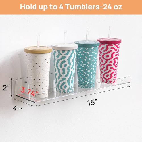 upsimples 4 Pcs 15" Acrylic Shelves for Wall Storage and Organizer,
