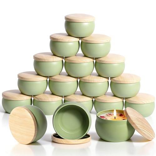16-Pack 2.5oz Metal Candle Tins with Wood-Grain Lids