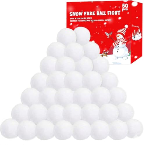 50-Pack Soft Artificial Snowballs - 2-Inch Indoor Snowball Fight Set