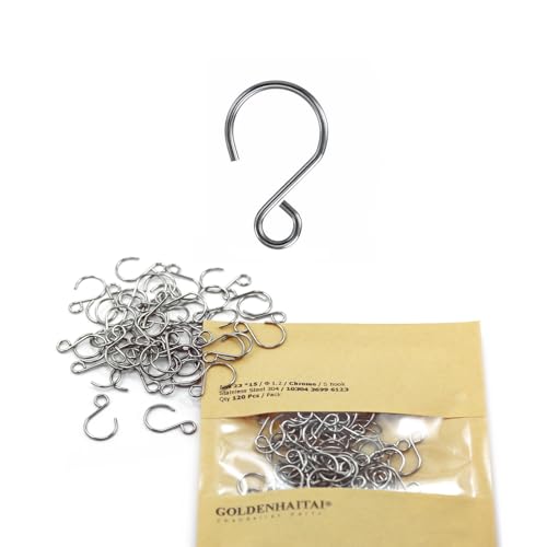 120 Pack Stainless Steel S Shape Hook Connectors for DIY Crafts & Crystals