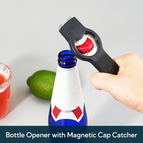 KITCHENDAO 2-in-1 Bottle Opener with Magnet - Manual Beer & Soda Cap Lifter, Dishwasher Safe, 1 Pack
