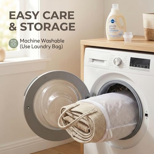 JMvicyroam 65L Extra Large Cotton Rope Blanket Basket & Laundry Hamper