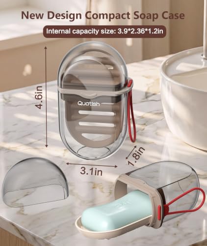 Leakproof Travel Soap Case with Lid - Portable Bar Soap Holder for Camping