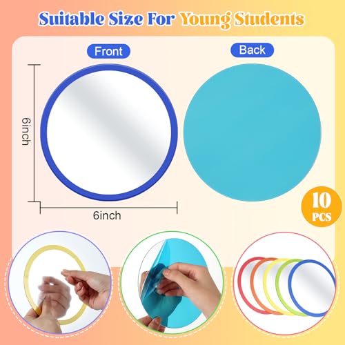 10 Pcs Kids Acrylic Mirrors, 6x6 Inch Shatterproof Craft Mirrors for Classroom