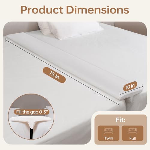 Bed Bridge Twin to King Mattress Gap Filler - 75"x10" High Density Foam Wedge