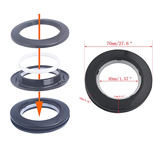 32-Pack Curtain Grommets, 1-9/16" ID Black Plastic Eyelet Rings for Drapes